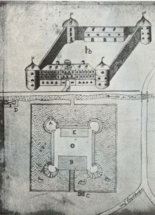 Eine Fantasie-Skizze, die die Burg darstellt.